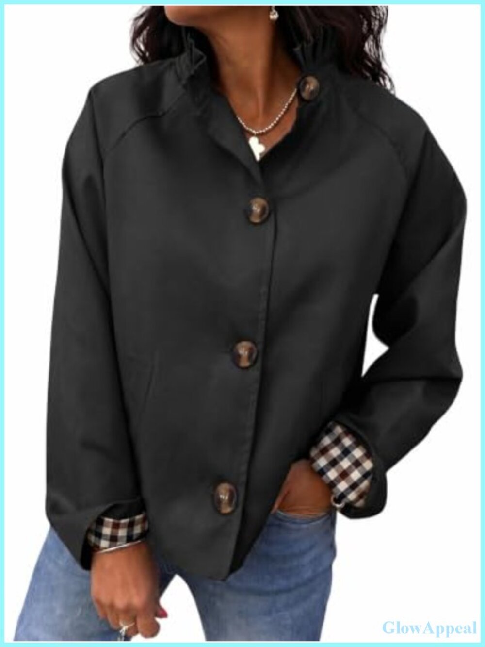 Ruffle Short Trench Coat Single Breasted Cropped Jacket Women